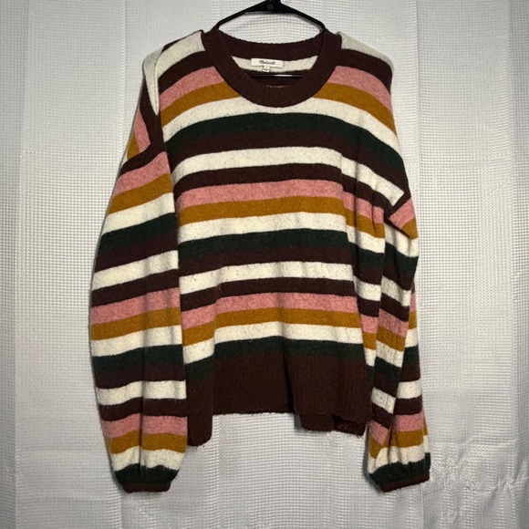 Madewell Sweaters - Madewell Striped Crewneck Sweater Small Multicolor Merino Wool Alpaca Blend
